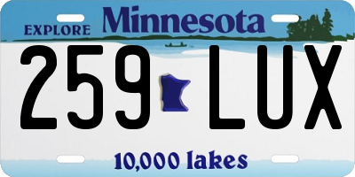 MN license plate 259LUX