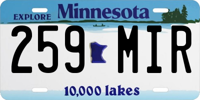 MN license plate 259MIR