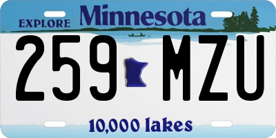 MN license plate 259MZU