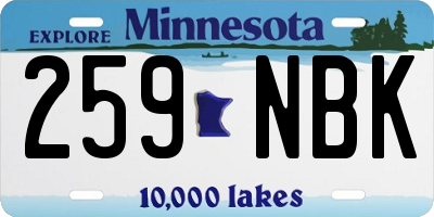 MN license plate 259NBK