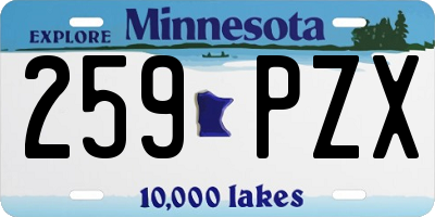 MN license plate 259PZX