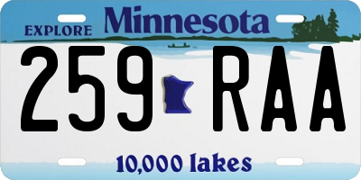 MN license plate 259RAA