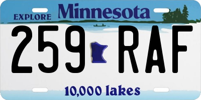 MN license plate 259RAF