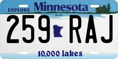 MN license plate 259RAJ