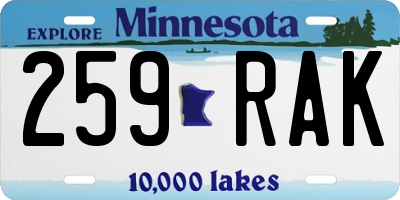 MN license plate 259RAK