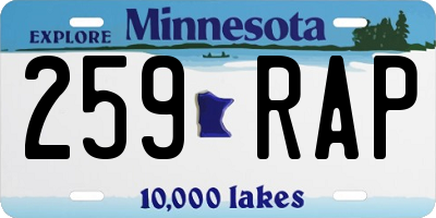 MN license plate 259RAP