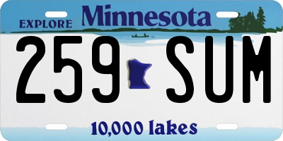 MN license plate 259SUM
