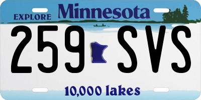 MN license plate 259SVS
