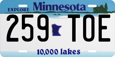 MN license plate 259TOE