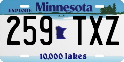 MN license plate 259TXZ