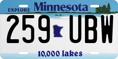 MN license plate 259UBW