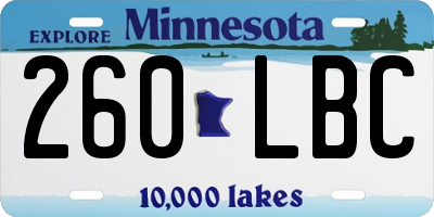 MN license plate 260LBC