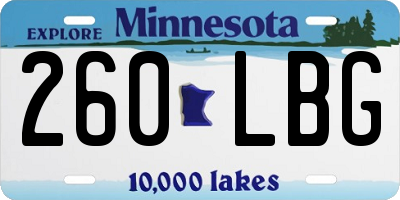 MN license plate 260LBG