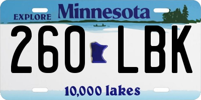 MN license plate 260LBK