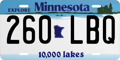 MN license plate 260LBQ