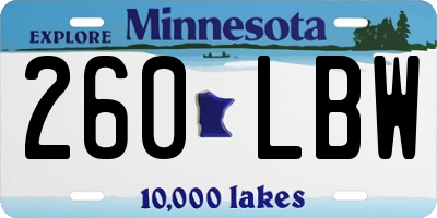 MN license plate 260LBW