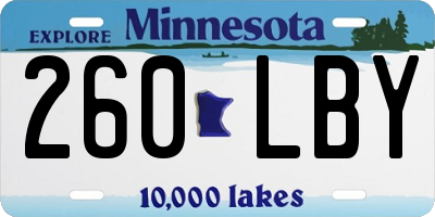 MN license plate 260LBY