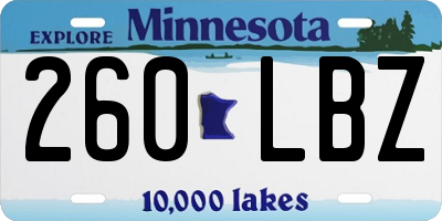 MN license plate 260LBZ