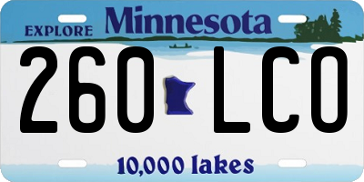 MN license plate 260LCO