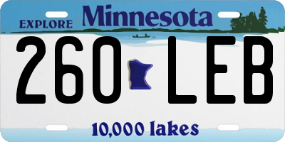 MN license plate 260LEB