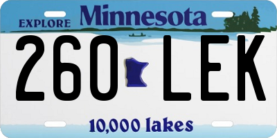 MN license plate 260LEK