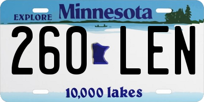 MN license plate 260LEN