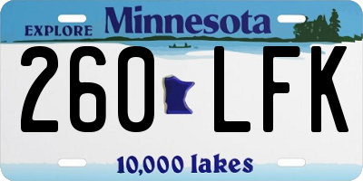 MN license plate 260LFK