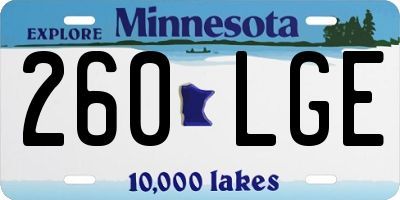 MN license plate 260LGE