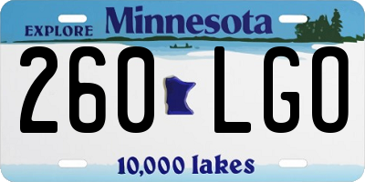 MN license plate 260LGO