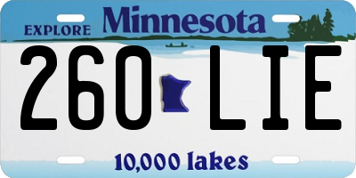 MN license plate 260LIE