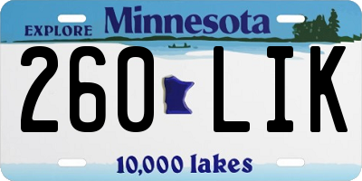MN license plate 260LIK