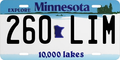 MN license plate 260LIM