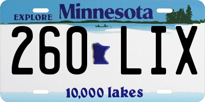 MN license plate 260LIX