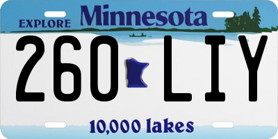 MN license plate 260LIY