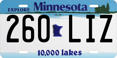 MN license plate 260LIZ