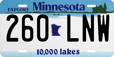 MN license plate 260LNW