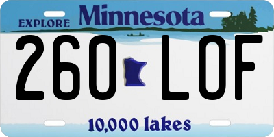 MN license plate 260LOF