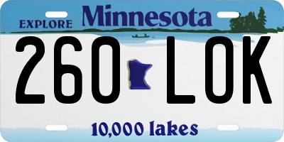 MN license plate 260LOK