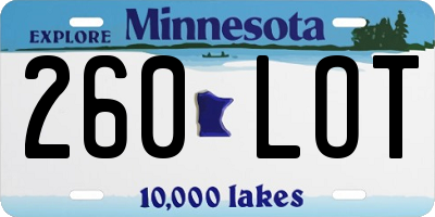 MN license plate 260LOT