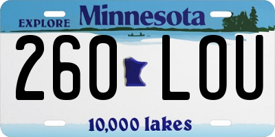 MN license plate 260LOU