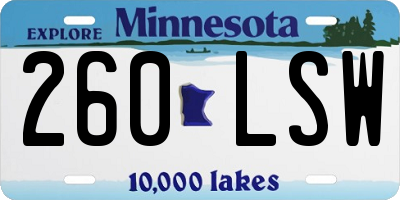 MN license plate 260LSW