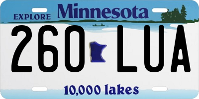 MN license plate 260LUA
