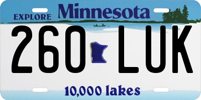 MN license plate 260LUK