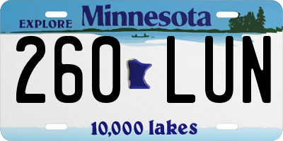 MN license plate 260LUN