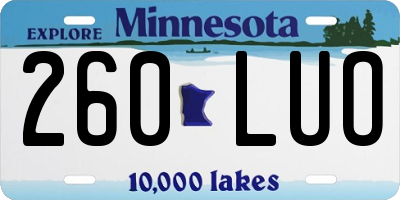 MN license plate 260LUO