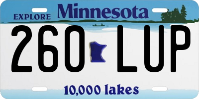 MN license plate 260LUP
