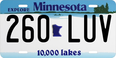 MN license plate 260LUV