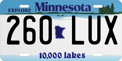 MN license plate 260LUX