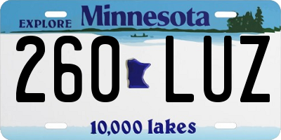 MN license plate 260LUZ