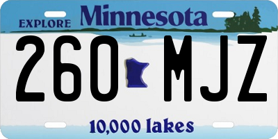 MN license plate 260MJZ